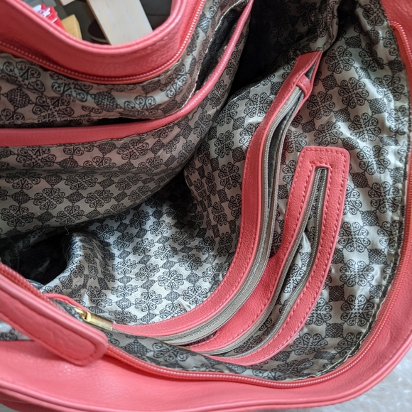 Moto Bag in Pink with Soft Faux Leather and Gold Details - Picture 3 of 5